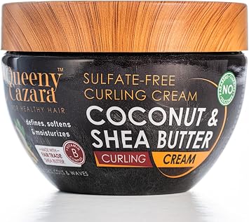 Coconut & Shea Butter - Sulfate Free CURLING CREAM 260 ml / 8.8 oz - (Made with Vitamin B Complex) (For Natural, Curls, Waves) - Defines, Softens, Moisturizes.