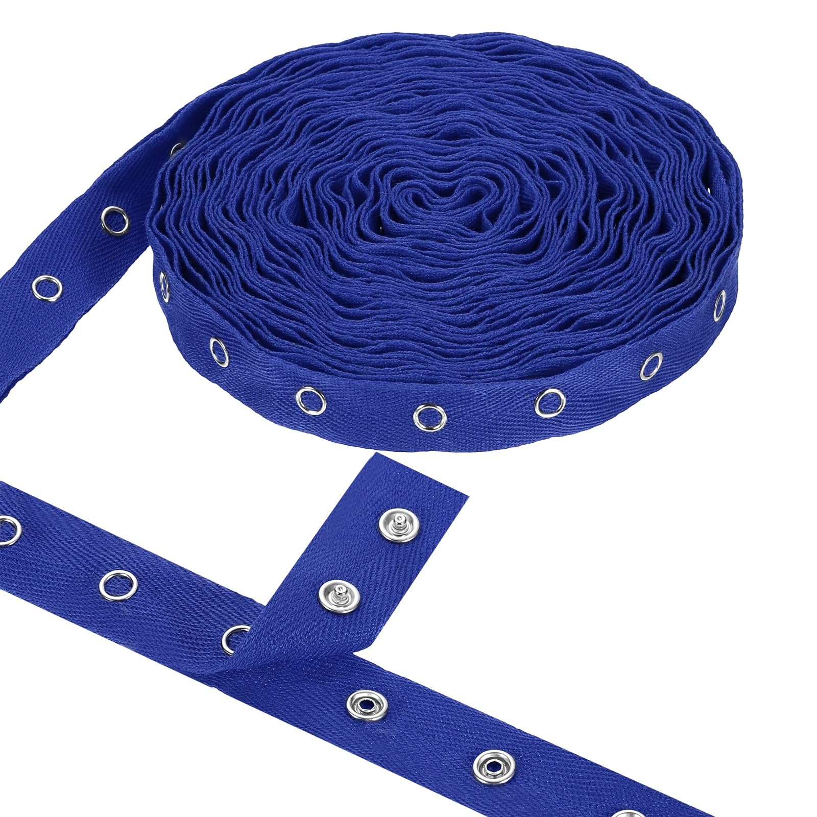 sourcing map 3 Yards Metal Snap Tape for Sewing Snap Buttons for Clothes, Metal Button Tape Ribbon for Clothes, Cotton Snap Trim Fastener for DIY Crafts, 0.78" Width,Heavy Blue