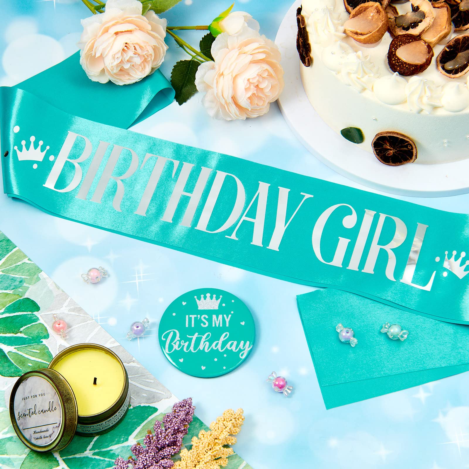 Fascia Compleanno In Raso - It's My Birthday, Oro Rosa Su Bianco - Foto 3