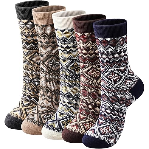 Trifabricy Wool Socks - Vintage Winter Warm Wool Socks for Women, Soft Cozy Socks, Thick Knit Boots Socks for Women/Men