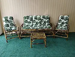 Conjunto 5 lugares jogo de cadeiras de bambu kitcompleto sofá móveis poltonas