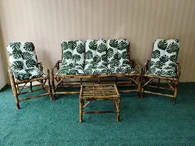 Conjunto 5 lugares jogo de cadeiras de bambu kitcompleto sofá móveis poltonas