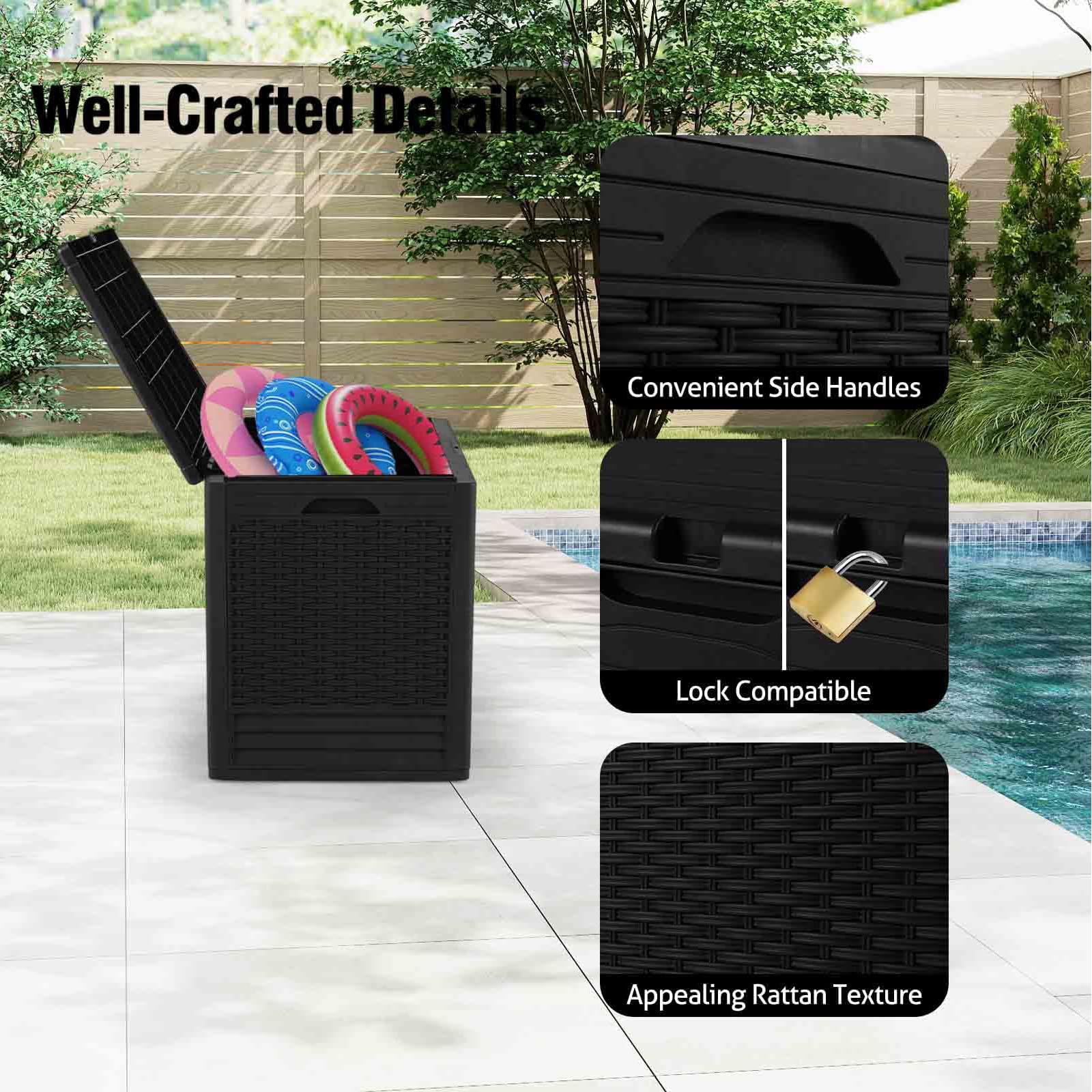 Aufbewahrungsbox Mit Deckel Gartenbox Wasserdicht AbschließBare Box Aufbewahrungsbox Garten Gartenbox Wetterfest Outdoor Black