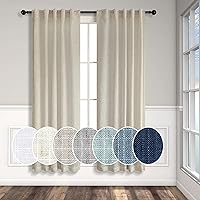 Vista 79 de Cortinas de lino natural semitraslúcidas Pitalk de 36 pulgadas de ancho para sala de estar, juego de 2 paneles con pestaña trasera, cortinas