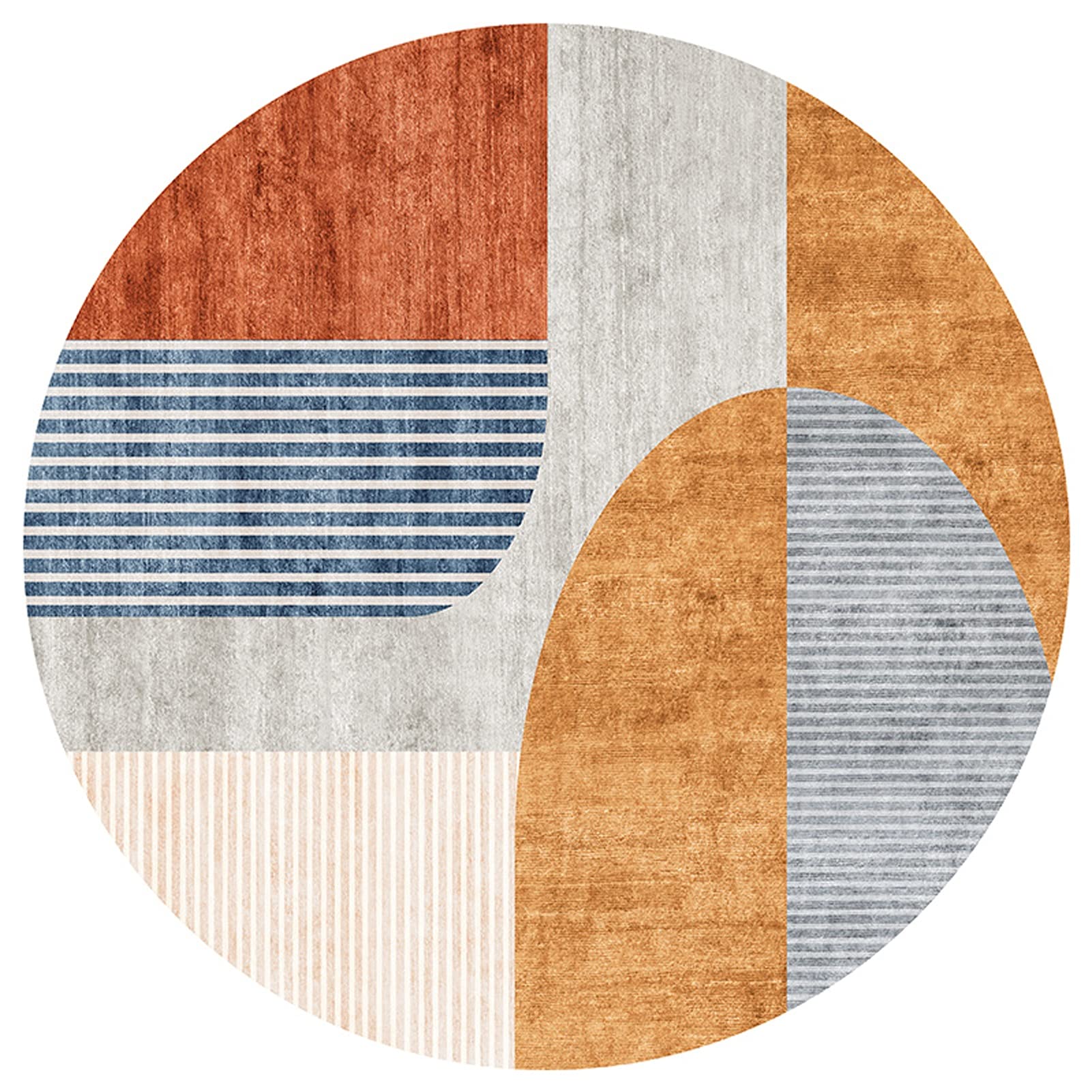 ZZBBZZ-YJ Abstract Modern Orange Grey And Brown Circular Area Rug 80cm 100cm 120cm 140cm 160cm 180cm 200cm,Living Room Sofa Bedroom Bedside Carpet Non-slip Floor Mat (Size : Diameter 200cm/6.5ft)