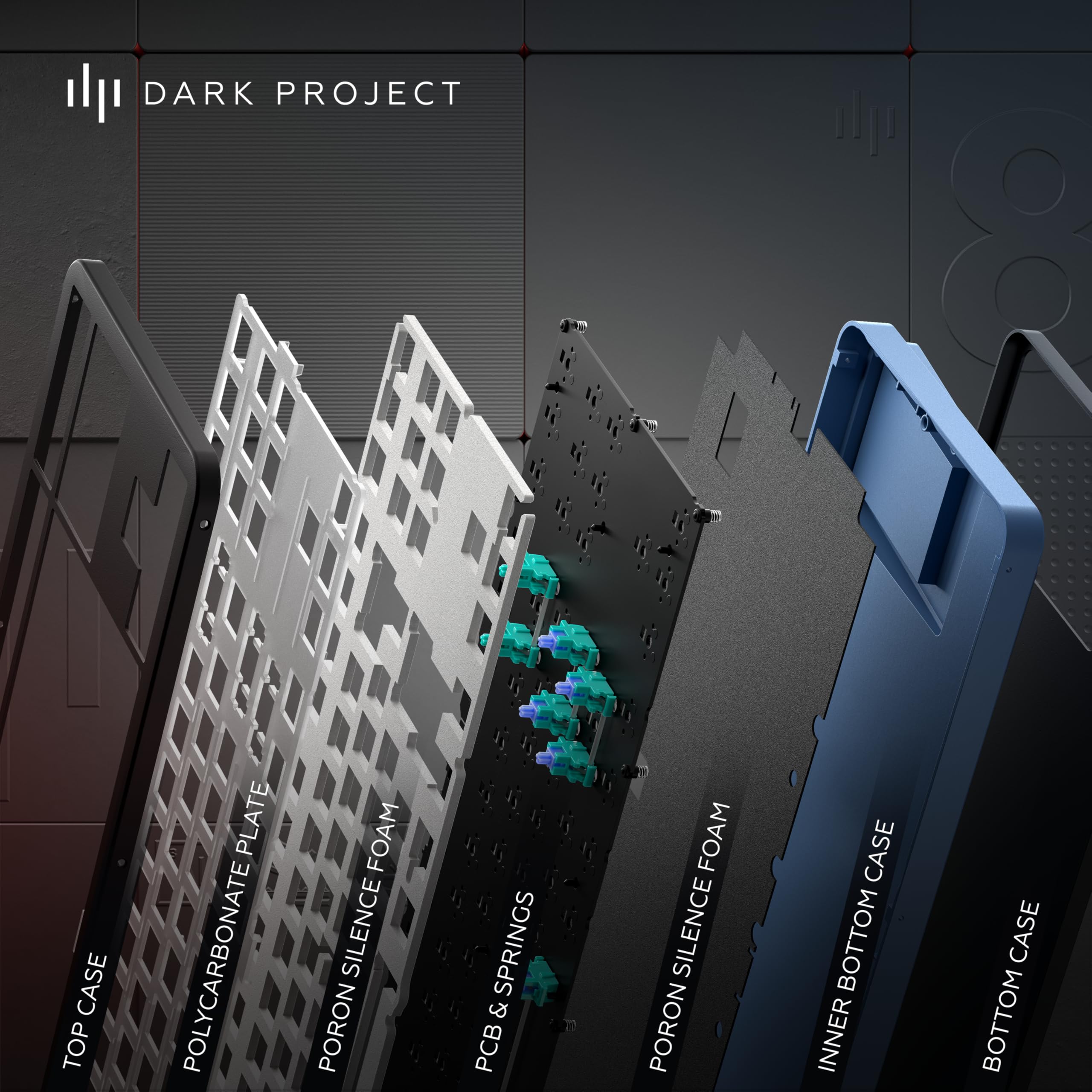Dark Project ALU87A Midnight Mechanische Gaming-Tastatur | ISO Multi | Hot-Swap | G3MS Zircon Speed-geschmierte Schalter | Gefettete Stabilisatoren | Flex Gasket Mount | Aluminium | TKL 80% | RGB