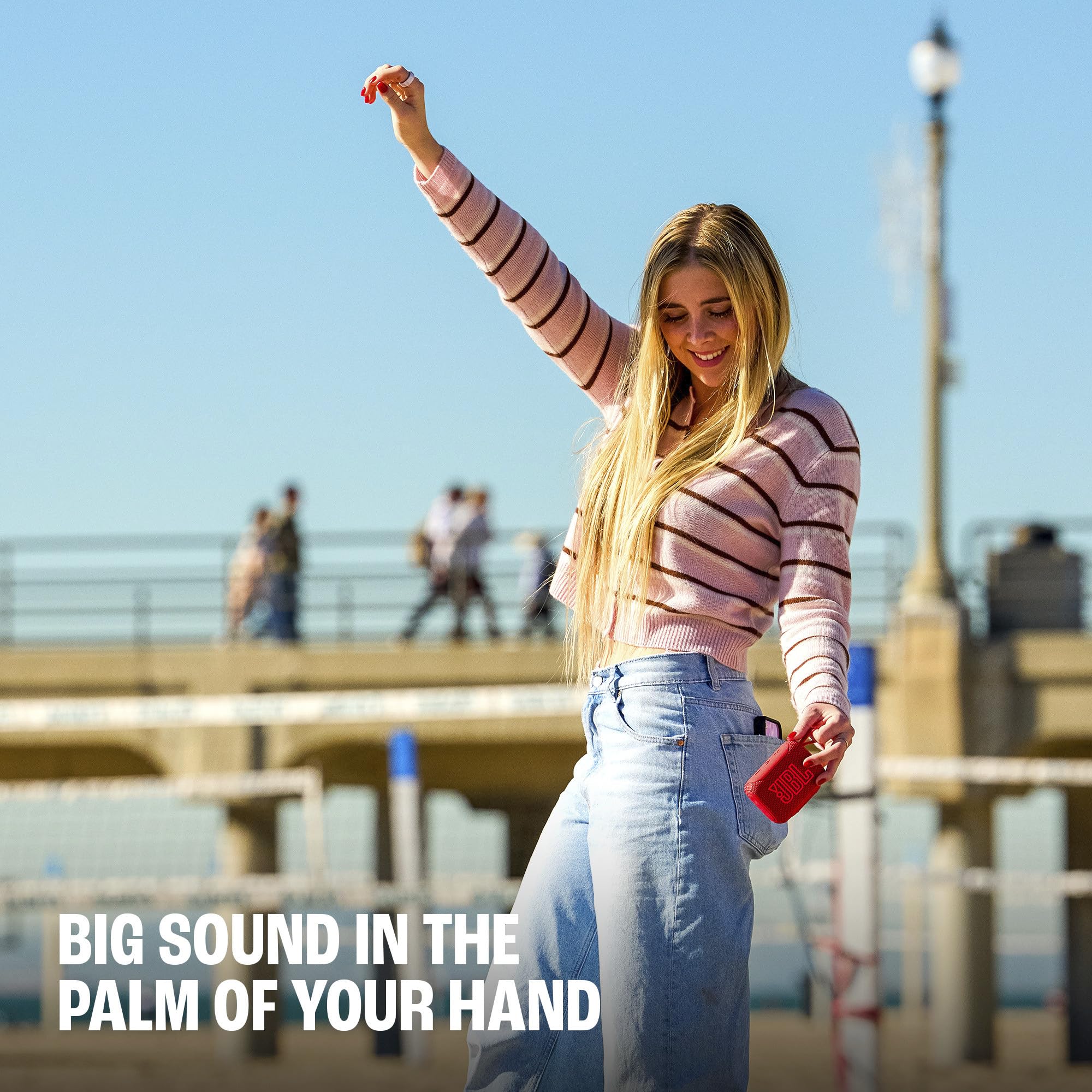 JBL Go 5 - Ultra-Portable Waterproof & Drop-Proof Speaker with JBL Legendary Sound & Ambient Edge Lighting, AirTouch Instant Stereo Pairing or Link Multiple Compatible Speakers via Auracast™ (Black) - 5