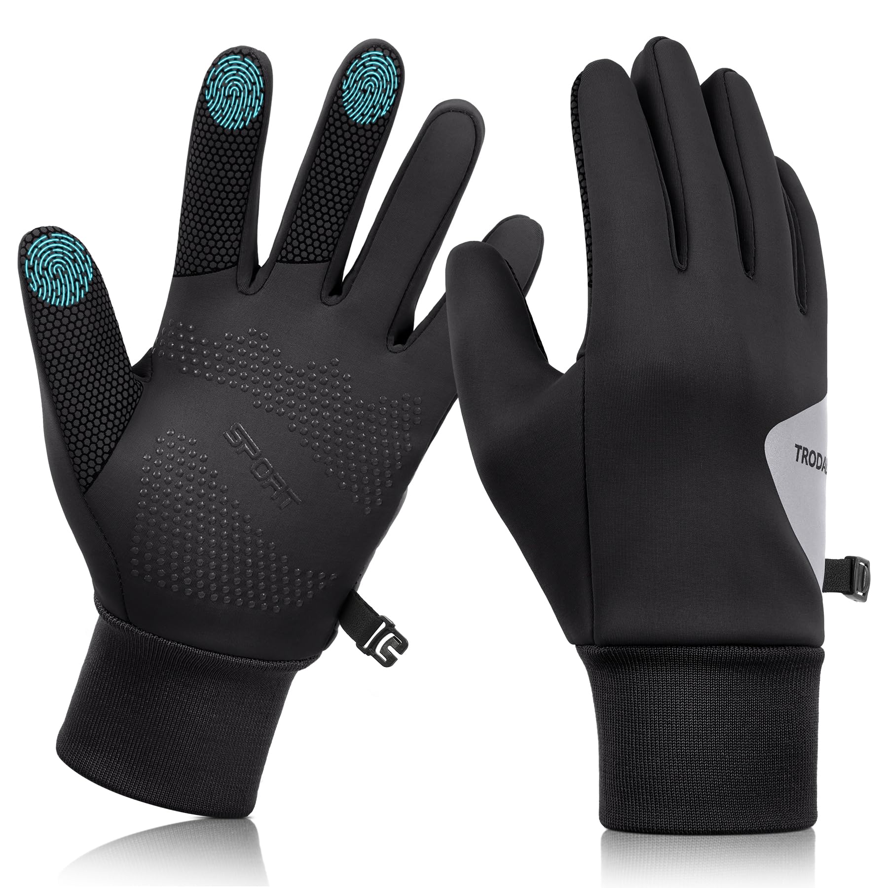 Winter Gloves for Men Women Lightweight Reflective Sports Gloves Touchscreen Anti-Slip Warm Glove for Running, Cycling