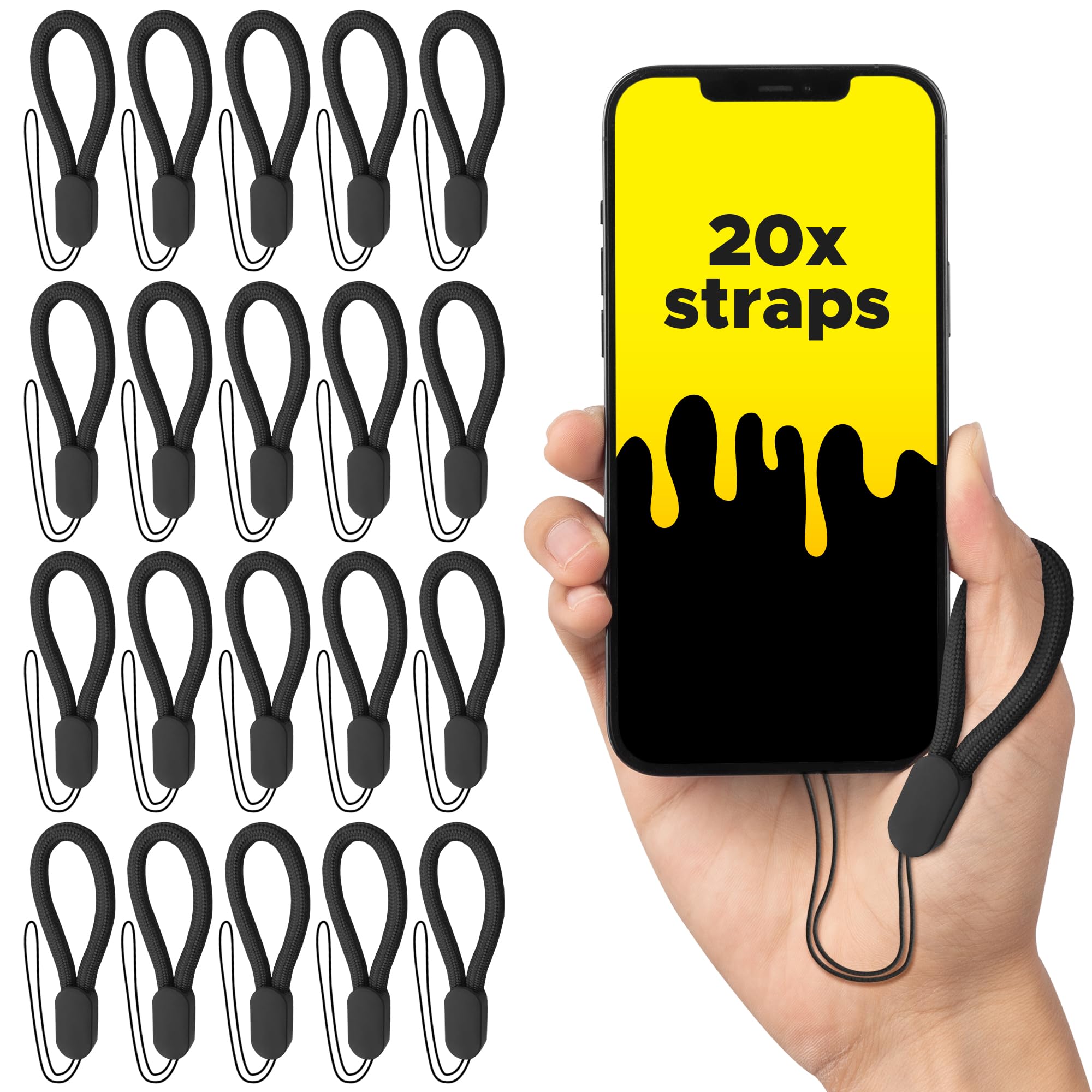 Empire Trading & Commerce Unisex Black, Multi-Color Empire Adjustable Finger Lanyard Strap – 12Cm, Pack Of 20, Compatible With Flashlights, Keychains, Smartphones, Usb Drives, Mp3, Mp4, Mini Cameras