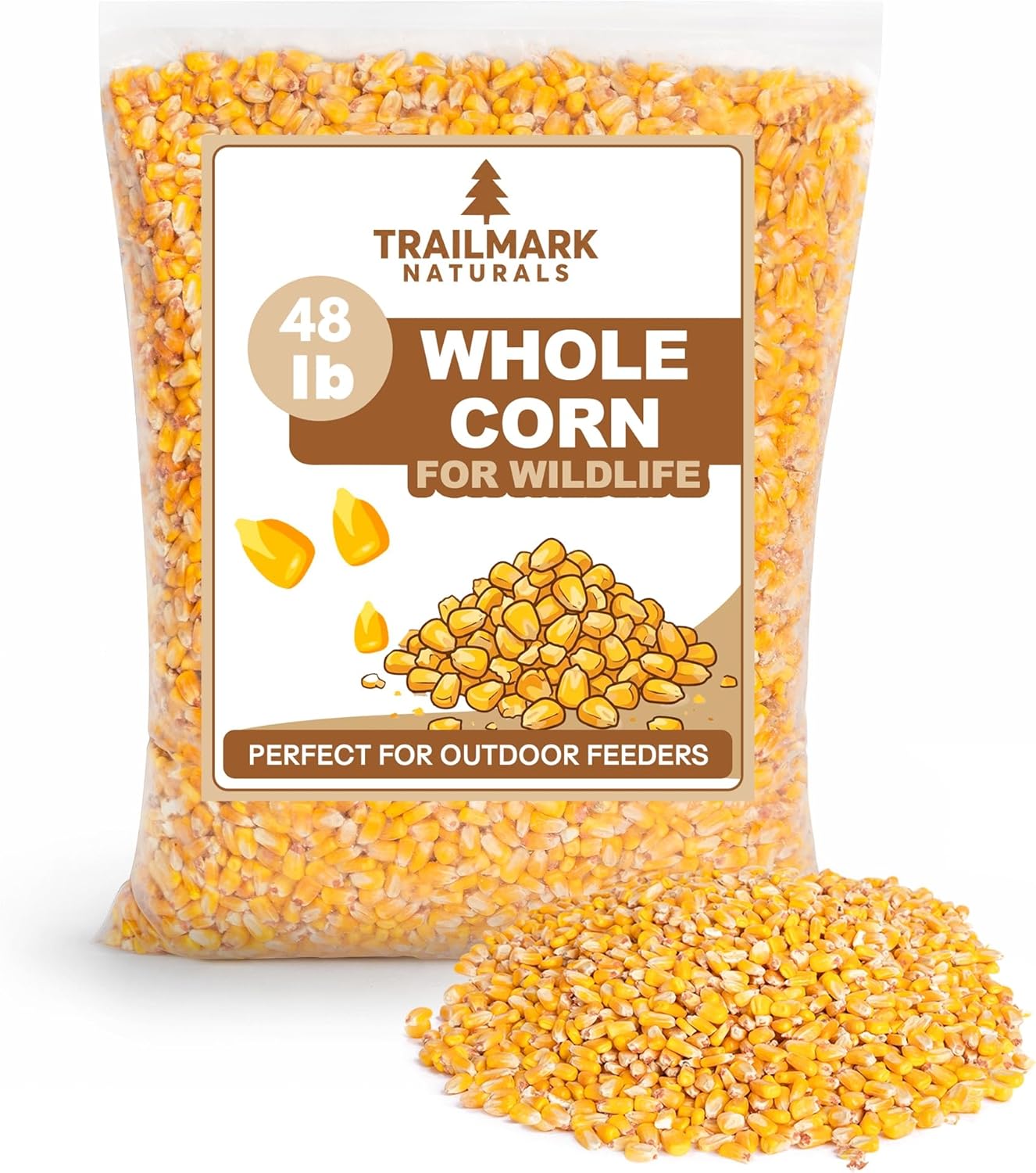 Whole Corn 48 lb – Premium Bird Seed & Wildlife Feed for Ducks, Deer, Squirrels, Chickens, and Turkeys – Whole Corn for Wild Birds – Grown in USA