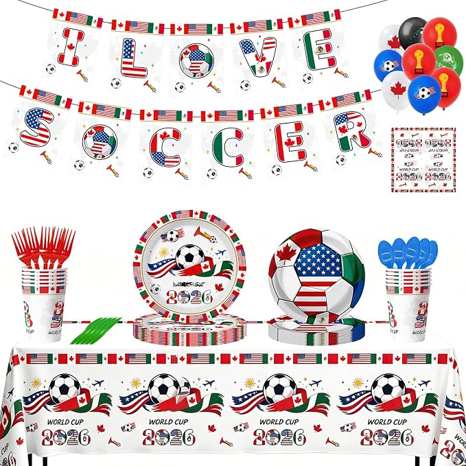 AUPOLUTO Soccer Party Supplies: Complete 102-Piece Set for Events