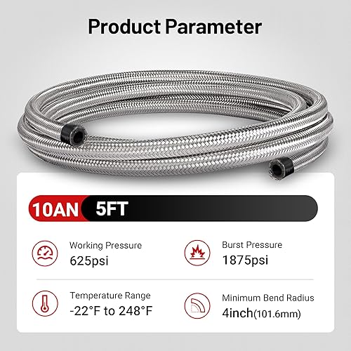 Miniatura 22 de EVIL ENERGY 6AN Fuel Line, AN6 Manguera de combustible trenzada de nailon CPE 16 pies, color negro Negro,Plateado,https:/ www.Yaxa/dp/undefined