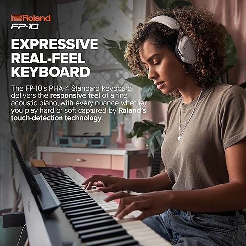 Miniatura 8 de Roland FP-10 | Piano digital compacto de 88 notas | Tonos de piano supernaturales | Teclado de tacto acústico auténtico | Ideal para principiantes y