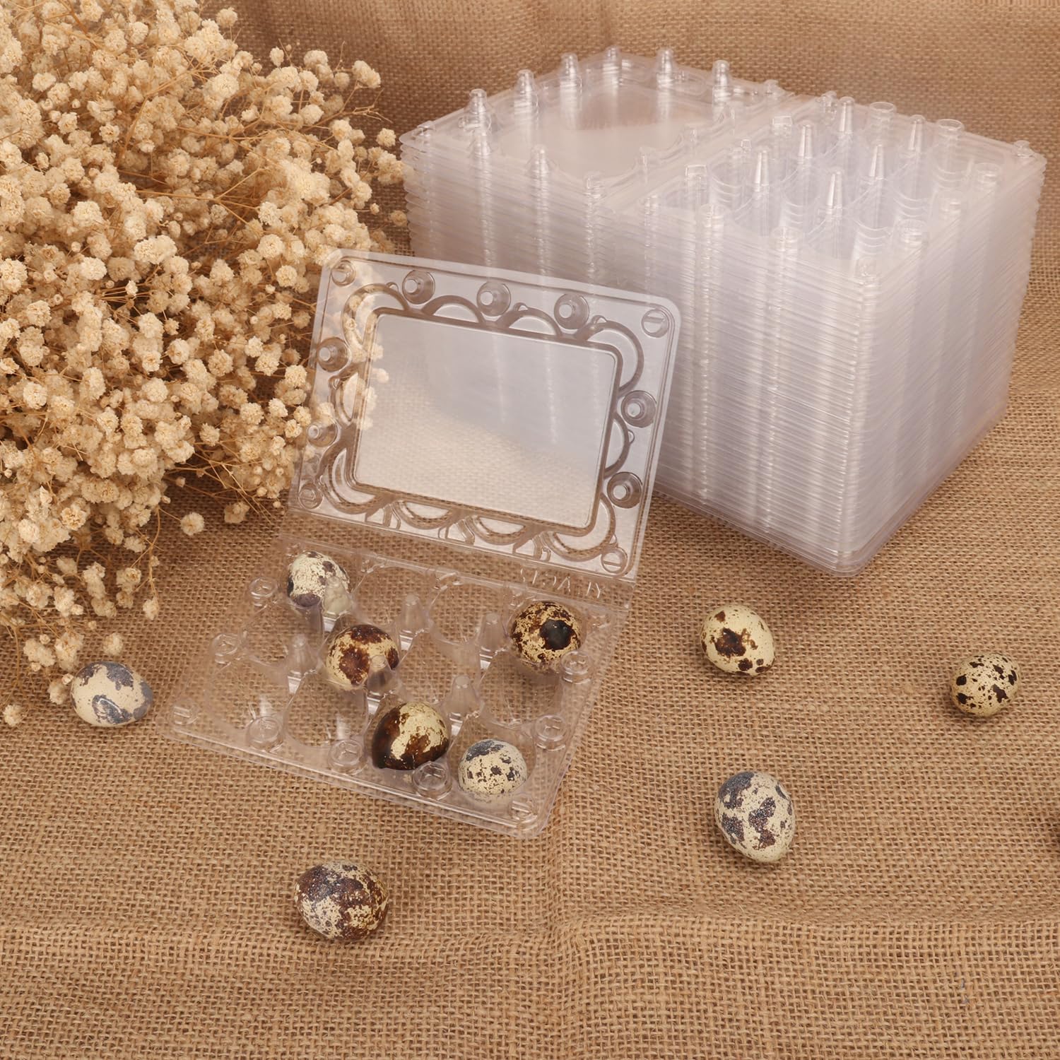 Paquete de 200 cajas de huevos de codorniz, bandejas de plástico transparente para huevos de codorniz, con capacidad para hasta 12 huevos de codorniz de forma segura, tus mejores soportes