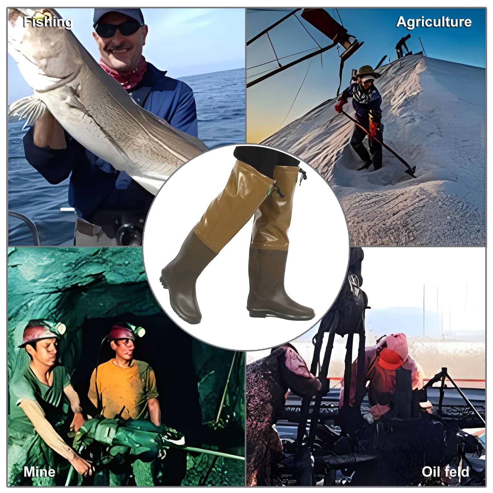 Waders hip Antiscivolo Hip Waders, Marrone Uomo Donna Pesca Wader Senza Perdite, Per La Caccia Paludi Pesca