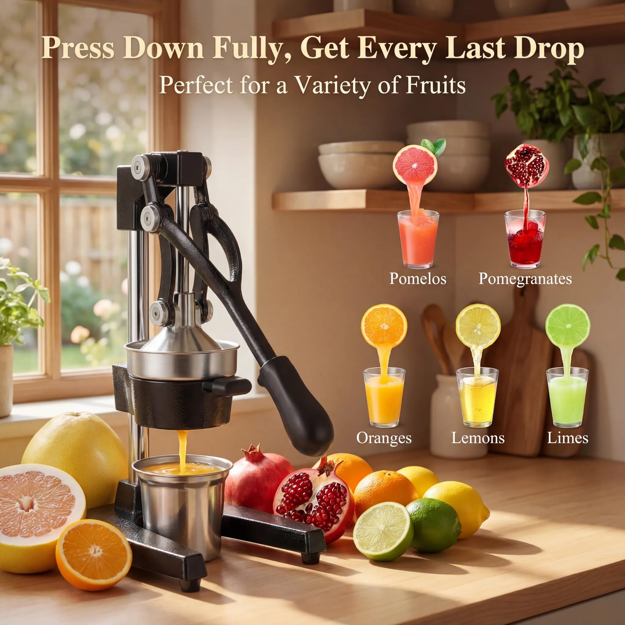 Juice Presser Manual - Exprimidor de naranjas de acero inoxidable manual y exprimidor de granada, acero inoxidable 304, exprimidor manual para cítricos, estable y potente