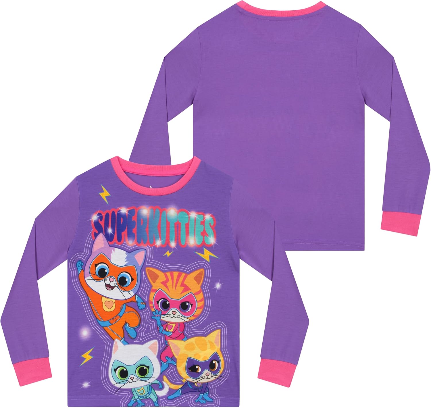 Disney Pajamas, SuperKitties Girls Pajamas, Short Sleeve Pajama Set, Adorable Girls Pjs