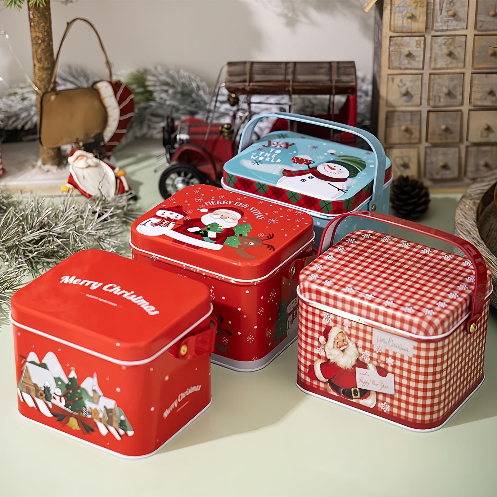 Boîtes à Biscuits en Métal 6 Pièces En Métal Réutilisable Pour Noël | Boîte à Bonbons Vide pour Collations pour Artisanats Chocolat Bijoux Cadeaux de Fête Anniversaire Nouvel An