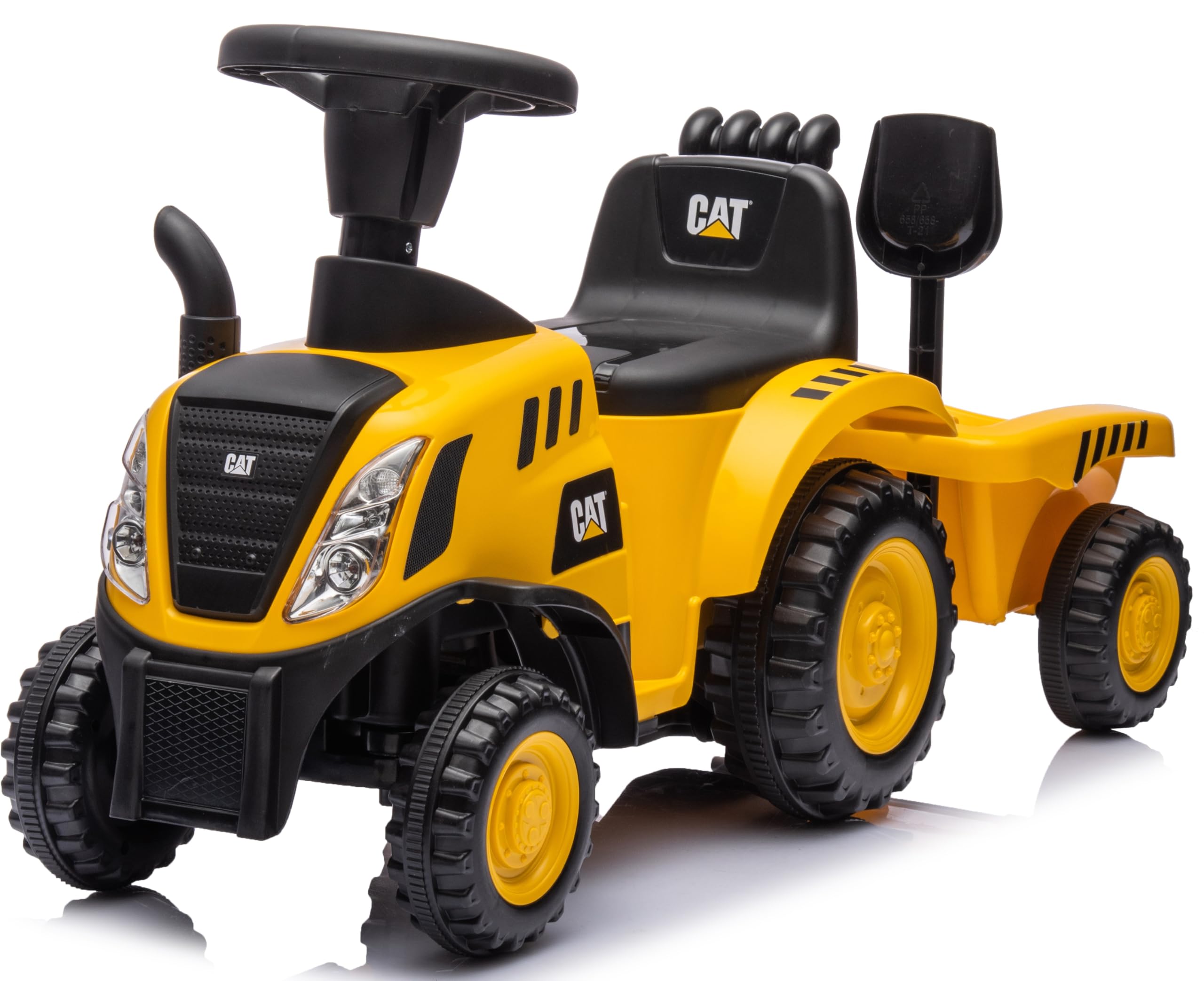 sun baby Coche de Empuje New Holland con Licencia, Coche para Niños a Partir de 1 año, Volante con, Pala y rastrillo, bocina, Sonido de Motor (Amarillo-Negro)