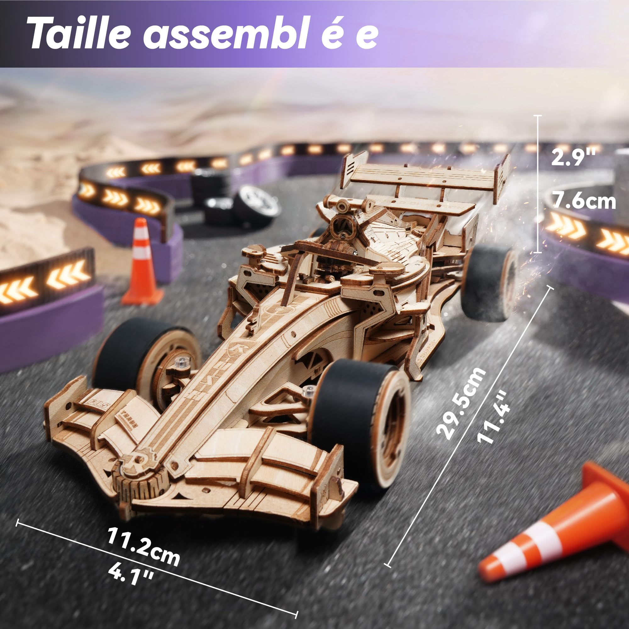 ROWOOD Maquette de Voiture de Course en Bois pour Adultes et Adolescents à Construire, Puzzle 3D en Bois, Maquette de véhicule à Construire, kit de Bricolage, Cadeau créatif pour Lui