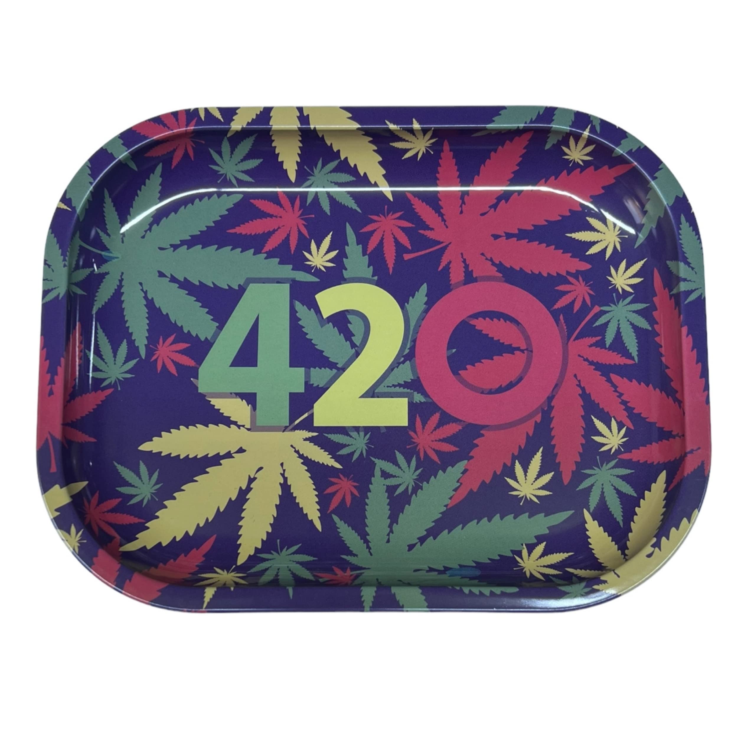 Glamified , Glam 420 Plain Glamified Metal Rolling Tray For Smoking & Tobacco - Plain Minimalist Design, Portable Herb Accessories Tray With Curved Edges, Easy To Clean Rolling Station For Papers, Filters & Supplies (420 Plain)