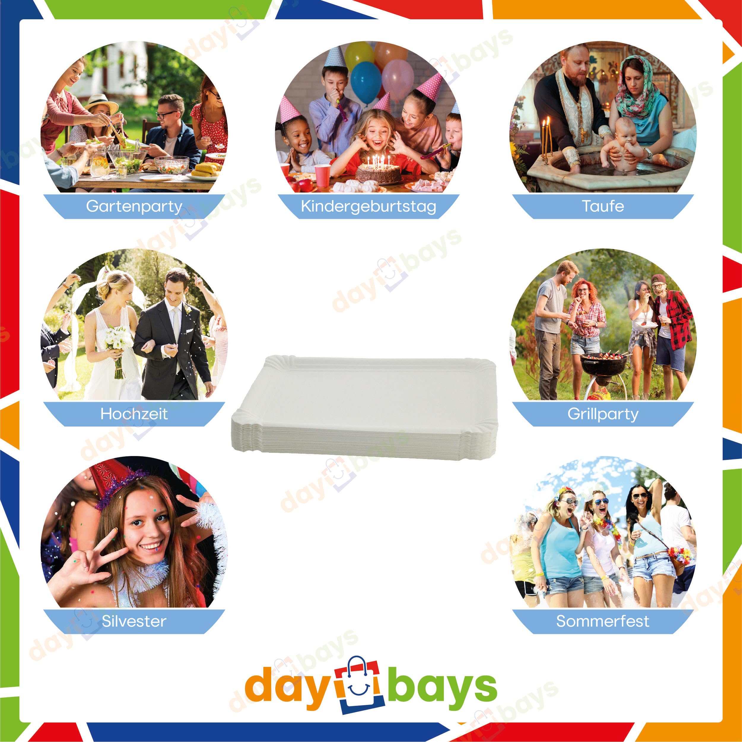 Pappteller Eckig 16x24 cm 1000 Stk. Einwegteller Pommes Schalen Currywurst Schale Pappschalen Papierteller Partyteller Einweg Party Teller Kuchenteller aus Pappe (1000, 16x24 cm)