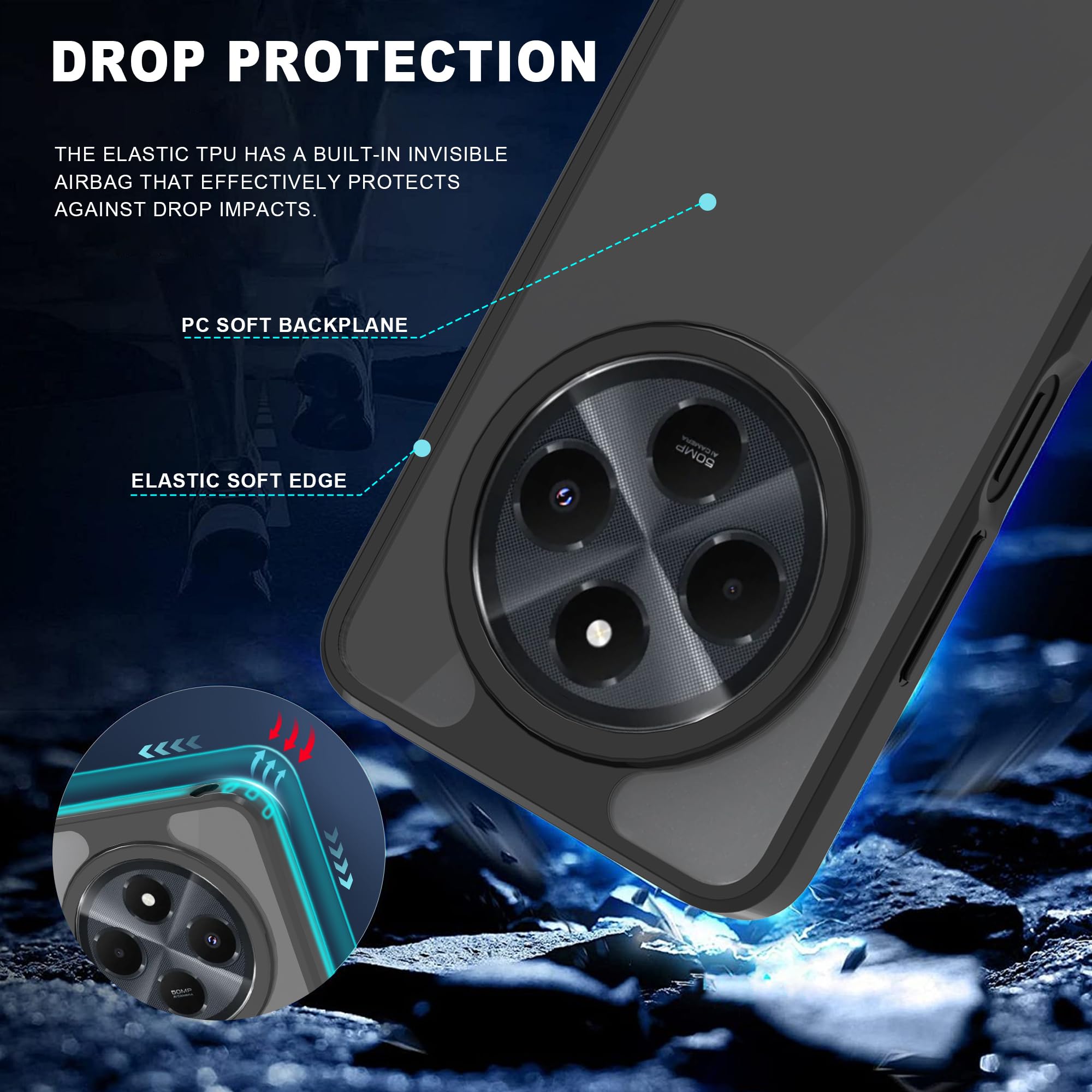 Namenand for Xiaomi Redmi 14C 4G Phone Case, with 1 Pack Tempered Screen Protector, Camera Lens Full Protection - Image 3