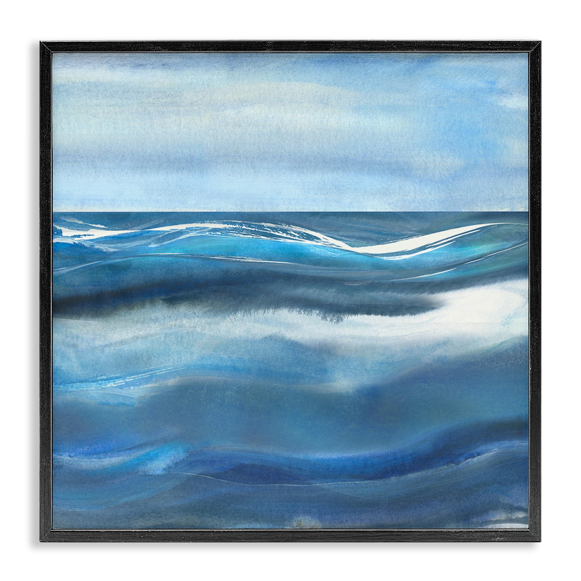 Stupell Industries 'Calm Expanse of Ocean Waves', Framed Giclee Art, Black, 17 x 17 Inches, Easy to Hang and Sturdy, Made in USA, by Susan Jill
