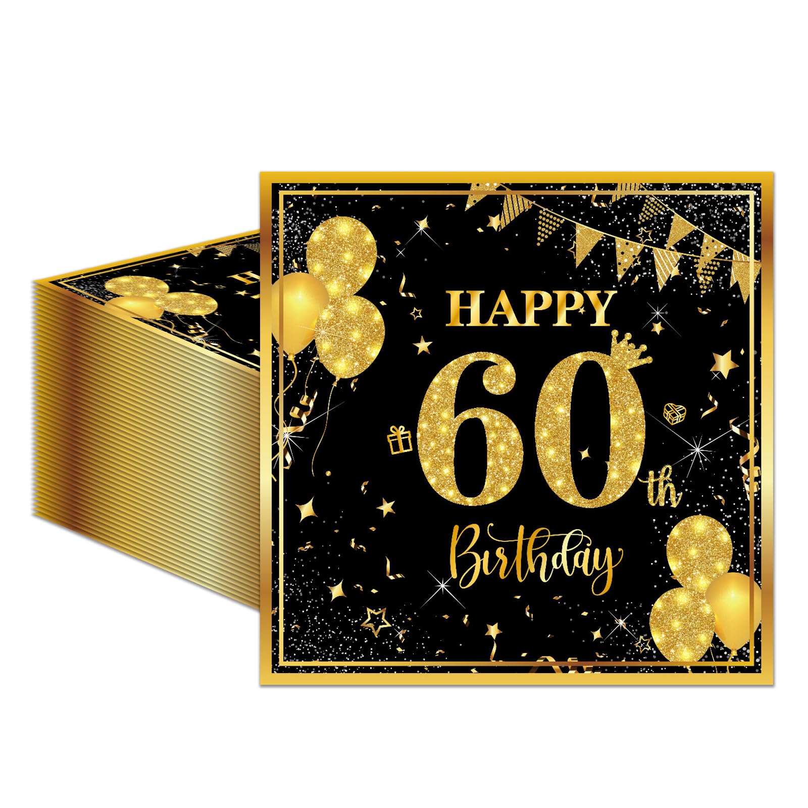 50PCS 40 ° compleanno tovaglioli, 13 x 13 pollici nero e oro cocktail bevande tovaglioli usa e getta uomini donne partito tovaglioli forniture per compleanno matrimonio anniversario decorazione