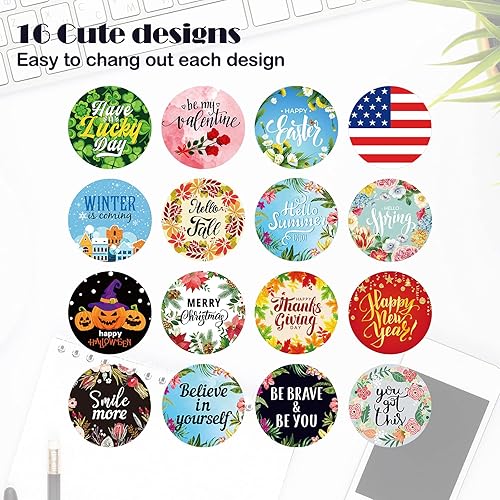 Miniatura 4 de Outus Paquete de 16 carretes retráctiles para insignias de temporada, soporte para tarjetas navideñas para todas las estaciones, regalo de