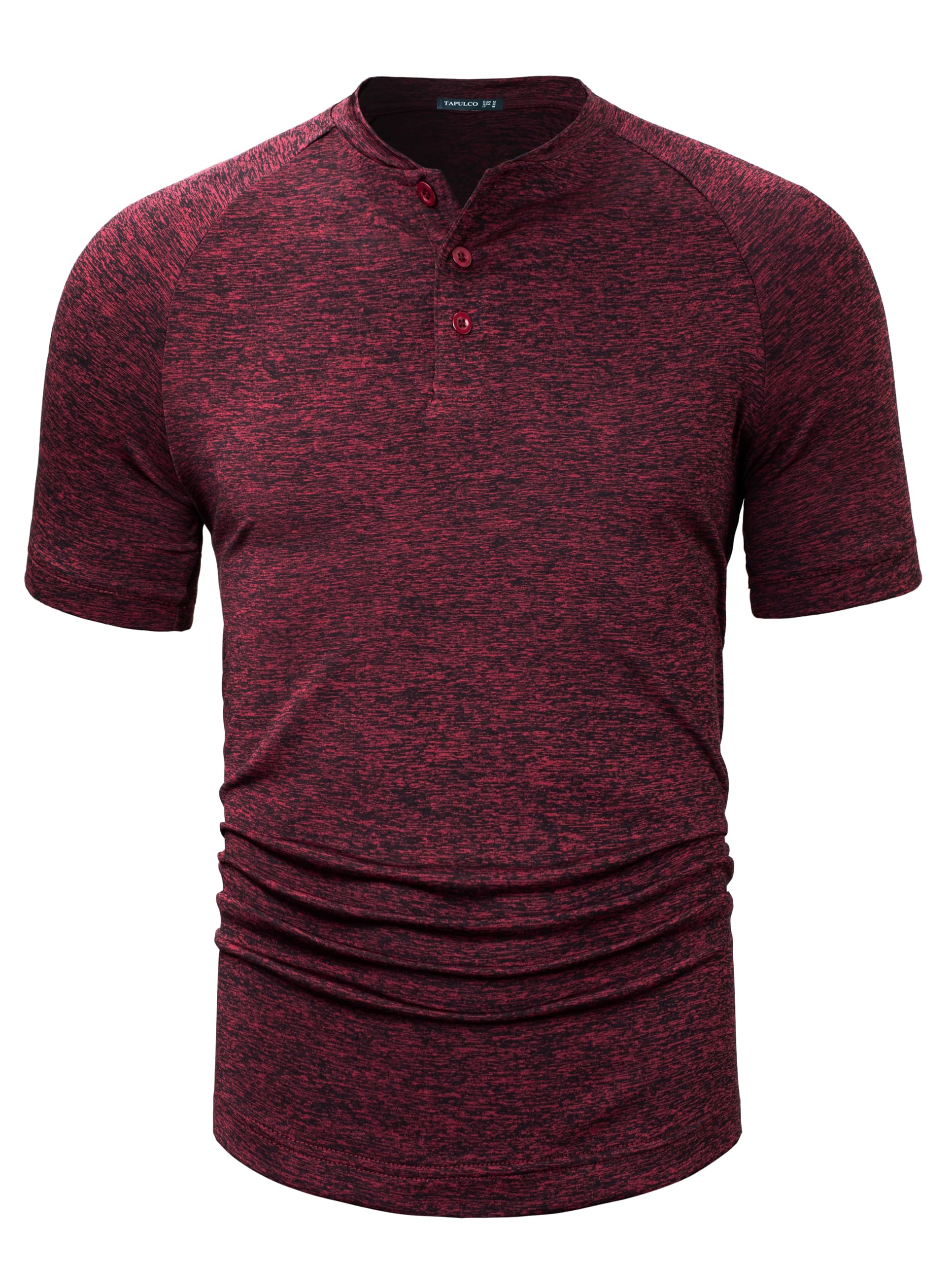 TAPULCO Mens Collarless Golf Shirts Short Sleeve Dry Fit Stretch Casual Breathable Lightweight Tshirts