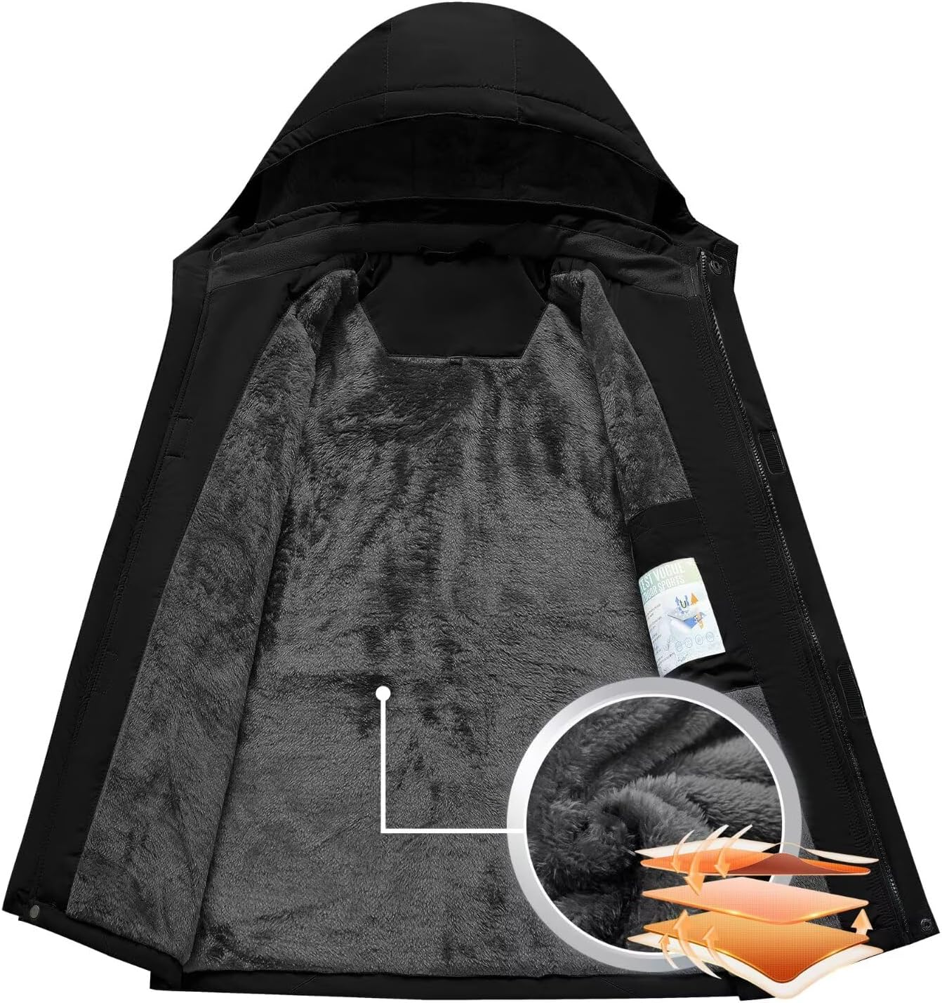 Kid's Waterproof Ski Jacket Warm Fleece Lined Hooded Boy's and Girl's Winter Jacket Breathable Removable Coat - Image 3