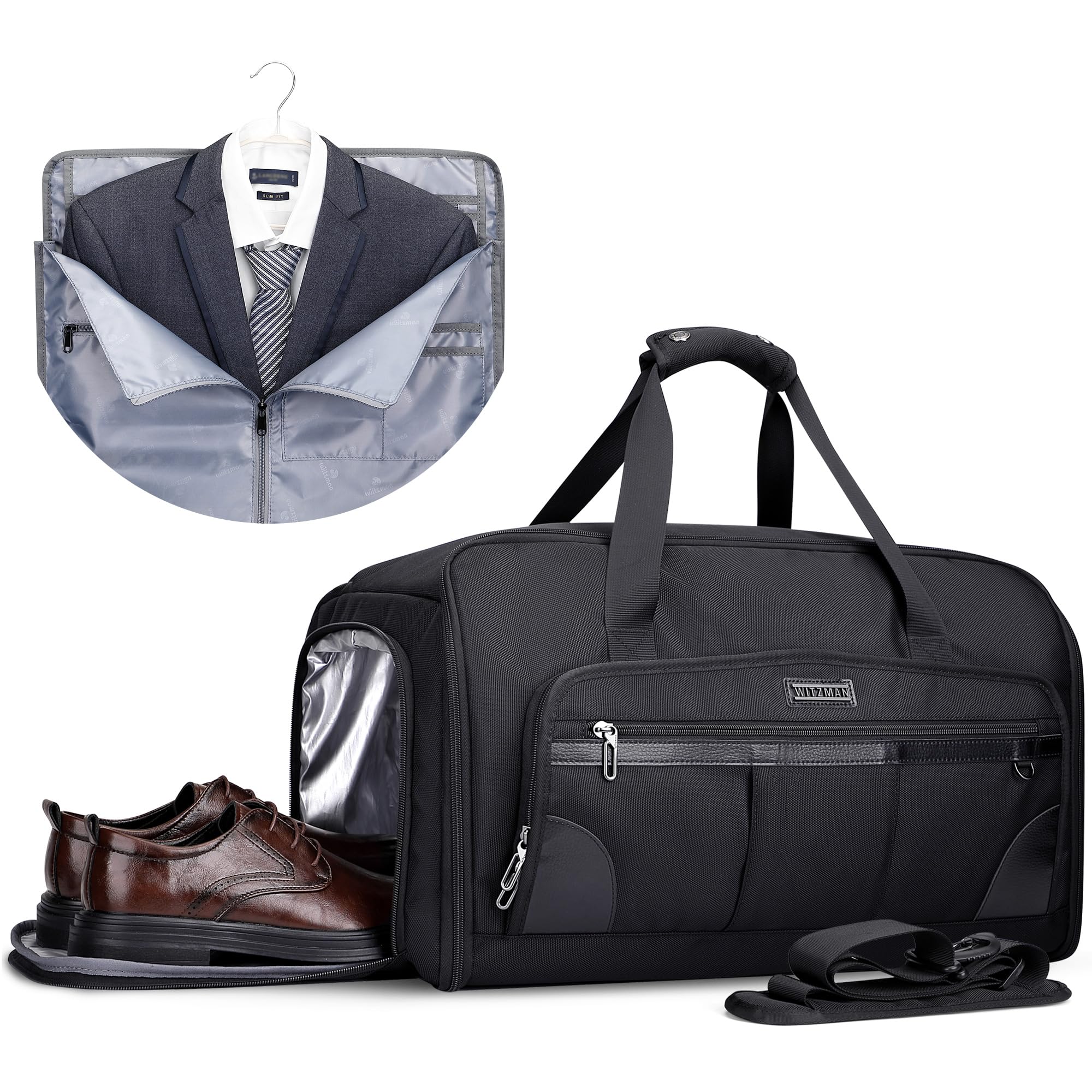 WITZMAN Garment Duffle Bags for Travel Mens Large Convertible Carry On Suit Garment Bag for Men Hanging Clothes