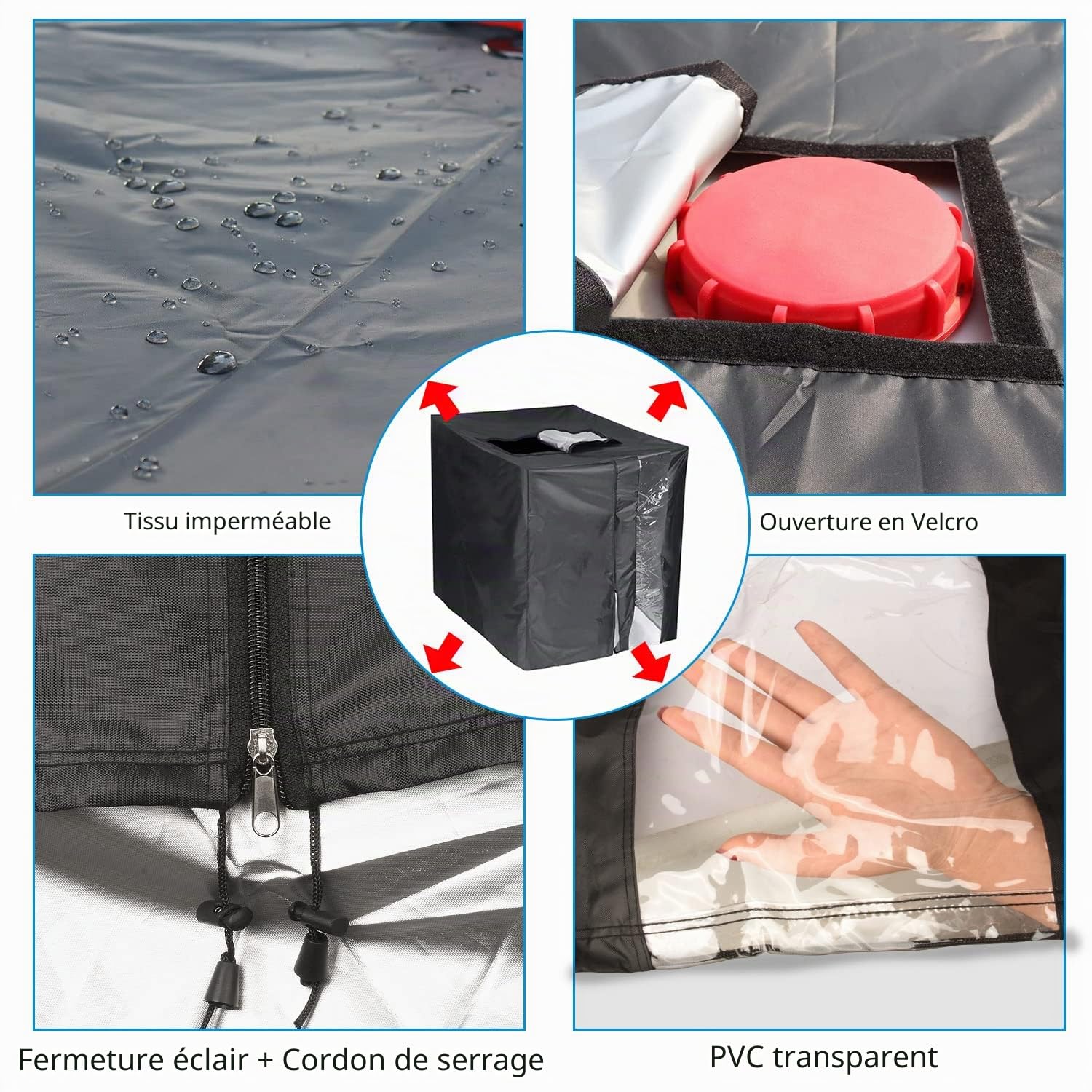 Bache Cuve 1000l, Couvercle de Conteneur Ibc 1000L, Bâche Pour Réservoir d'Eau, Housse de Protection Housse de Protection Pour Réservoir d'Eau de Pluie Conteneur Ibc (120 * 100 * 116Cm)