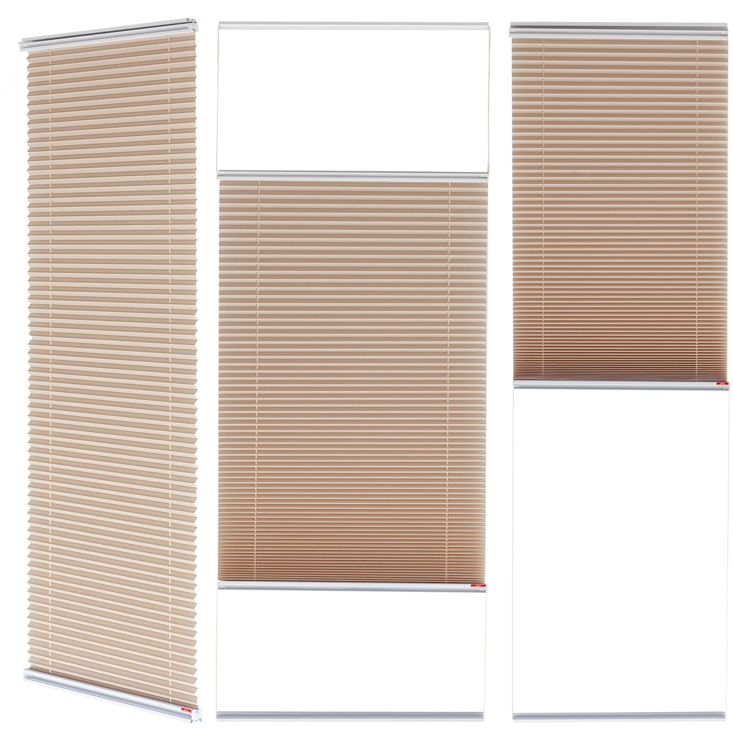 Brillant® Premium Plissee ohne Bohren zum Kleben, Plisseerollo mit Aluminium-Klebeleiste | Sonnenschutz & Sichtschutz für Fenster & Balkontür | Beige - Sand | 80x130 cm (BxH)