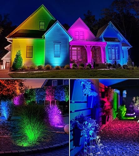 Miniatura 8 de SUNVIE Foco de Halloween para exteriores, iluminación de paisaje que cambia de color, luces LED de 12 W, con control remoto, 120 V, impermeables,
