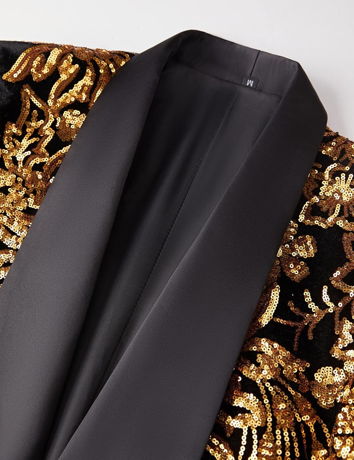 Pyiujtr Men's Sequins Velvet Shawl Lapels Stage Party Prom Wedding Dinner Suit Jacket Blazer - Image 5