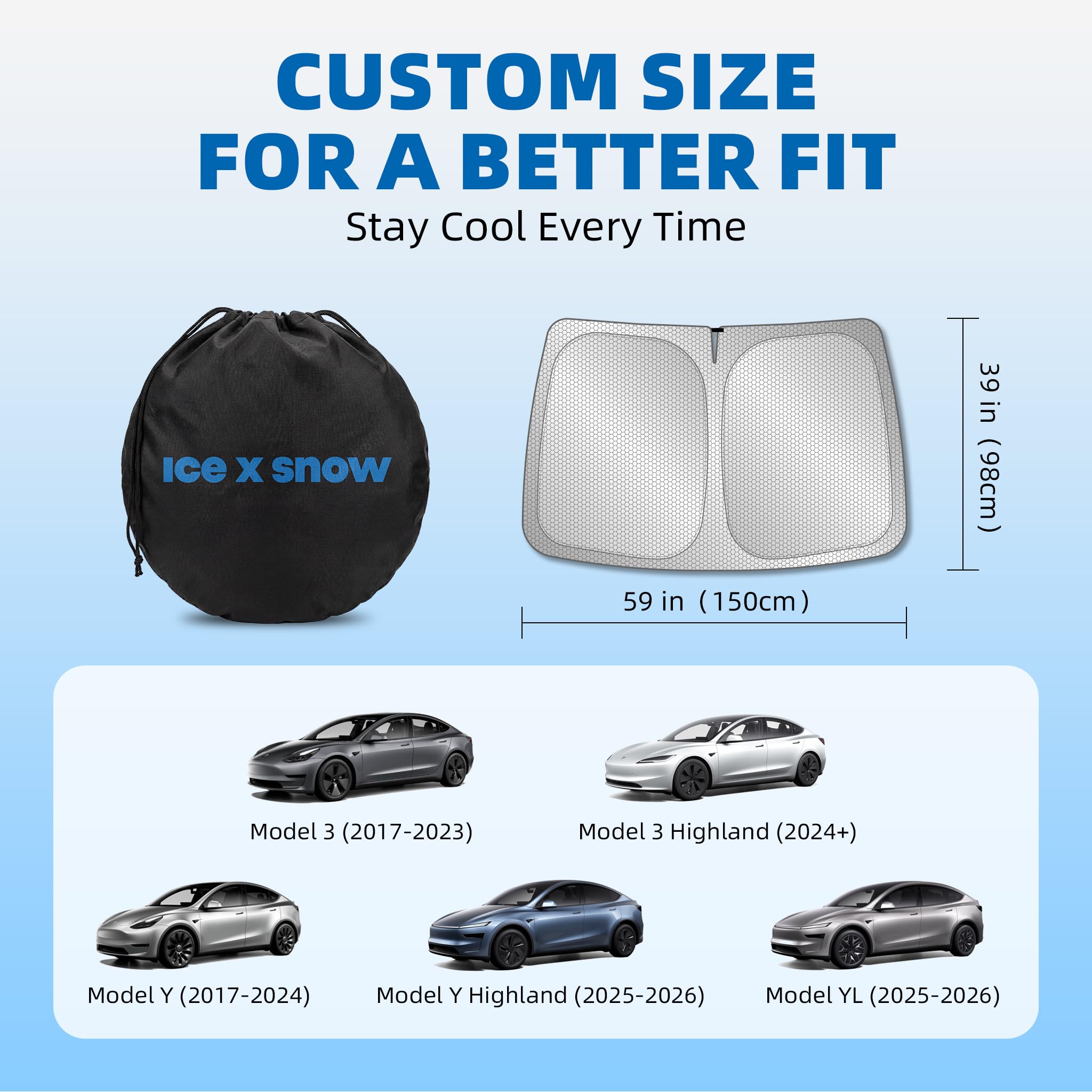 Amazon.co.jp: ICEXSNOW フロントガラスサンシェード Tesla Model Y