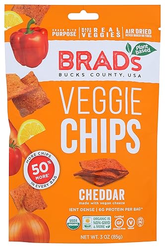 Sabor a cheddar de 3 onzas  Famous Brads Raw Chips  Vegano, sin gluten, natural, saludable Snack