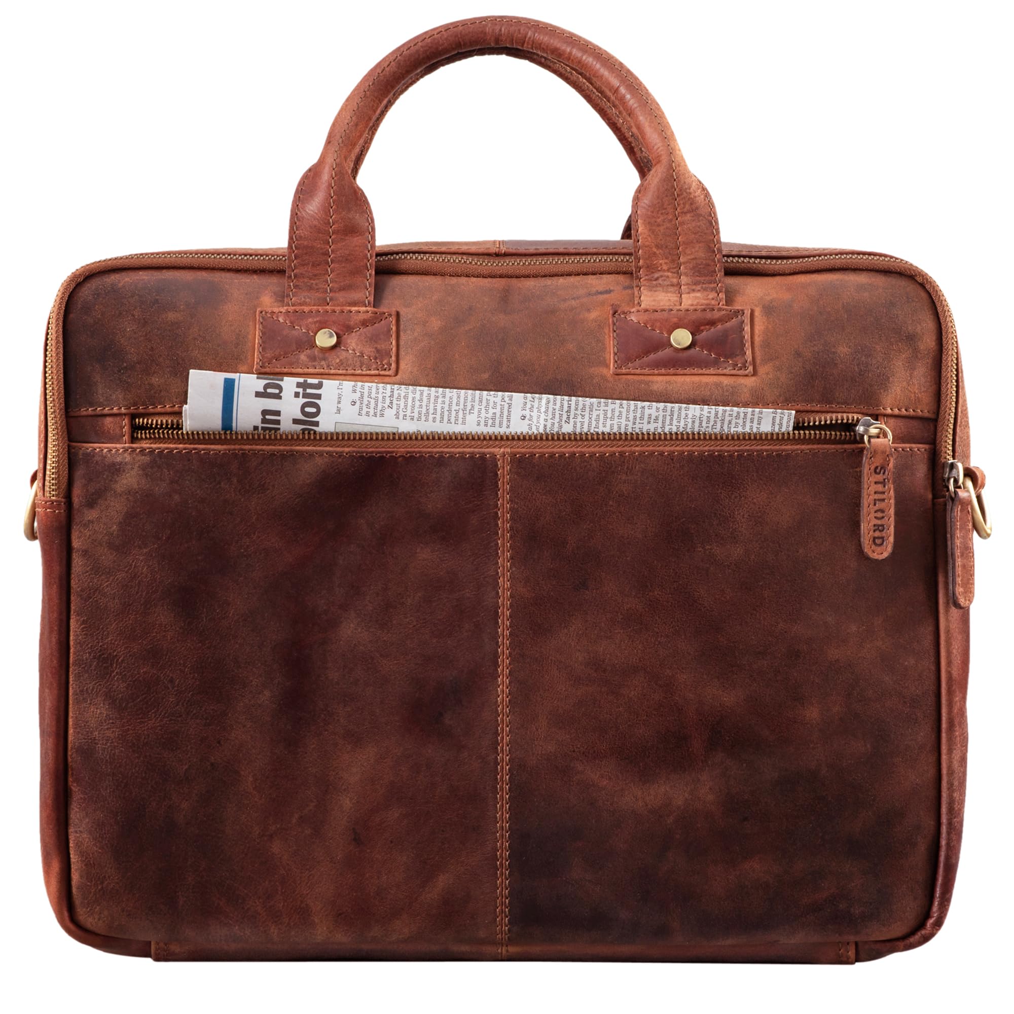 STILORD große Ledertasche braun - XL Aktentasche für Herren - Business-Tasche mit 15.6 Zoll Laptopfach - Vintage Umhängetasche Hector