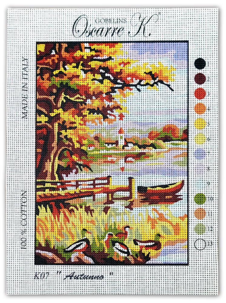 Oscarre K. gobelins - Set 4 Kit Ricamo Mezzo Punto Croce Completi - Canovaccio Stampato 30 x 22 cm (Ricamo Finito 23 x 16 cm) 4 Stagioni ver.1