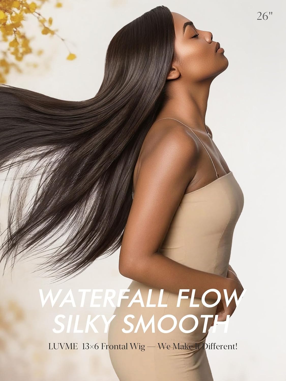 LUVME HAIR 13x6 Lace Frontal Wigs NatureMAX Silky Straight Human Hair Pre Plucked 180% Density Frontal Wig Human Hair for Women Glueless Wigs 22 Inch Flexi-Fit Drawstring Cap