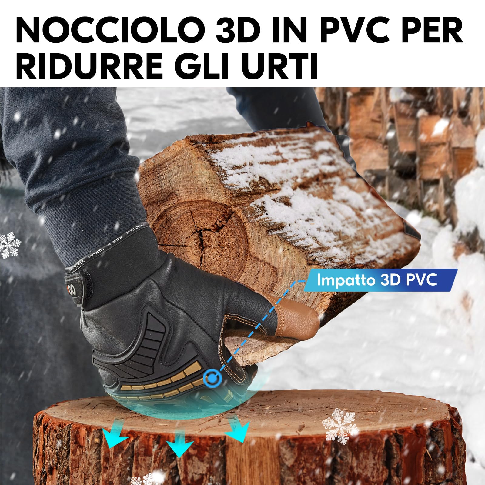 Vgo... Guanti da Lavoro Uomo Invernale Impermeabile da -20℃, Guanti Meccanico Anti-Vibrazione Termici per Lavoro Pesante Edilizia Camionista con Rivestimento Thinsulate-3M (L, marrone 1 paio)