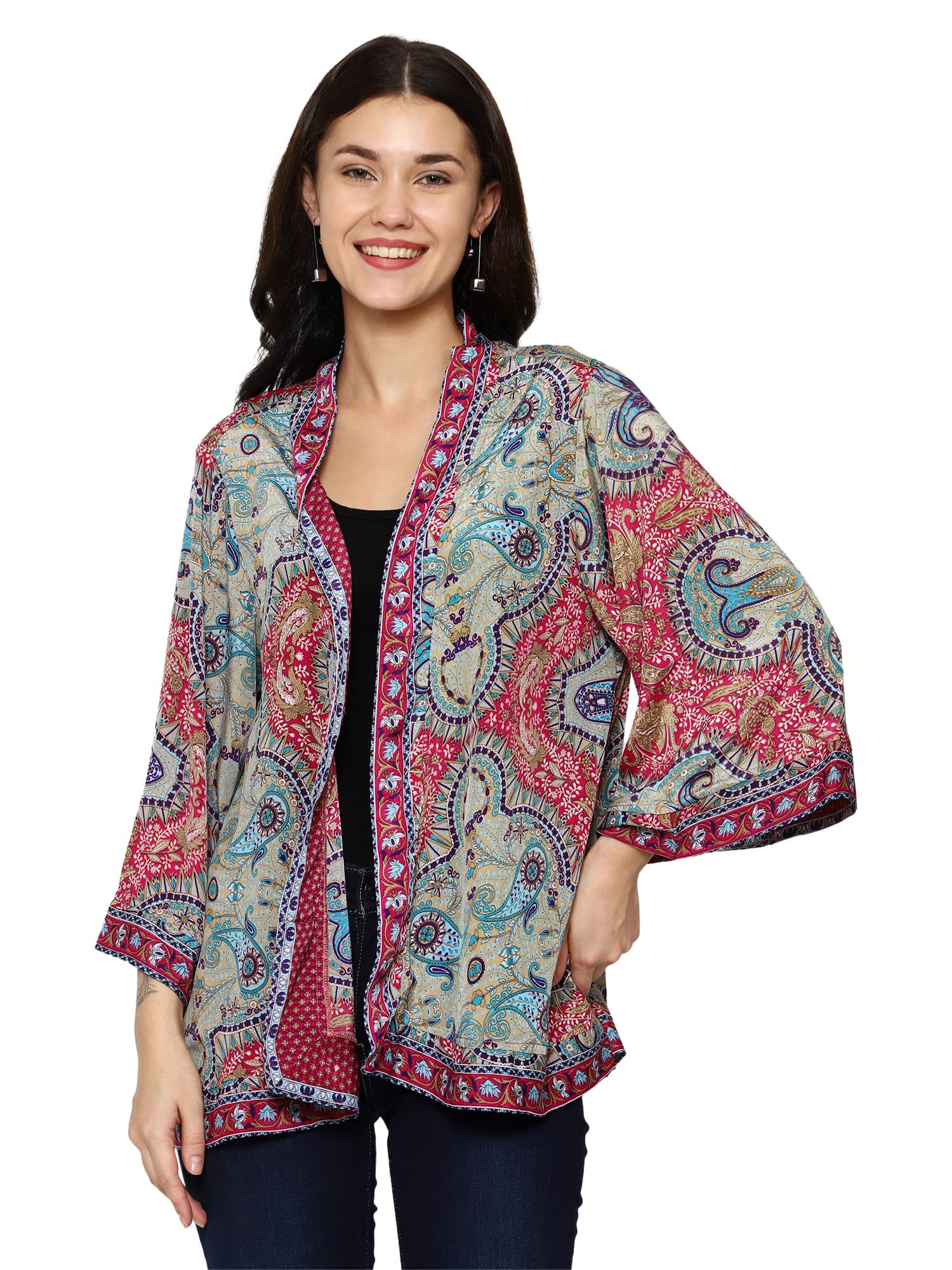 KE KANHA EXPORTS Shrugs for Women Stylish | Cover up on Jeans Tops for Women | Western Beach Outfits | Summer Clothes | Kimono Length Option Short | Medium | Long