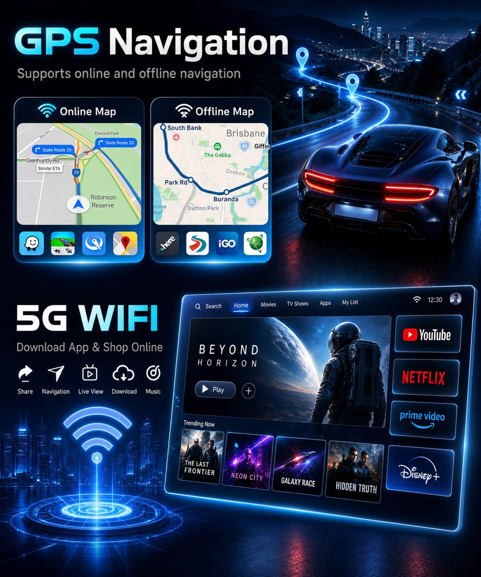 4+64G Radio de Coche para Fiat Panda 2013-2020 con Inalámbrica Carplay Android Auto Bluetooth, Motorsi Reproductor Multimedia con GPS Navegación/WiFi/Bluetooth/RDS/FM/SWC+Cámara Visión Trasera