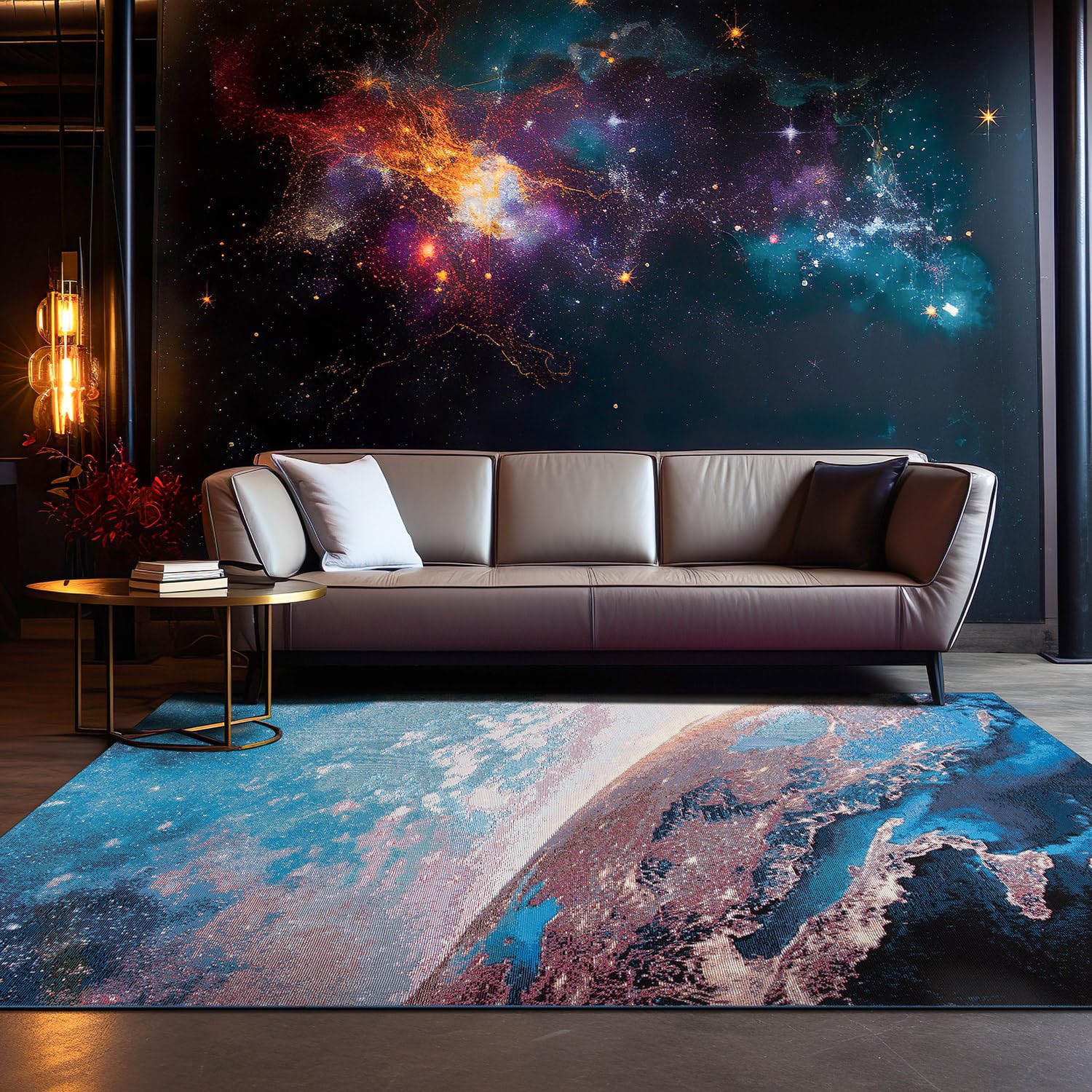 RugshopGalaxy Collection Adventure Space Indoor/Outdoor Area Rug 5'3" x 7' Multi
