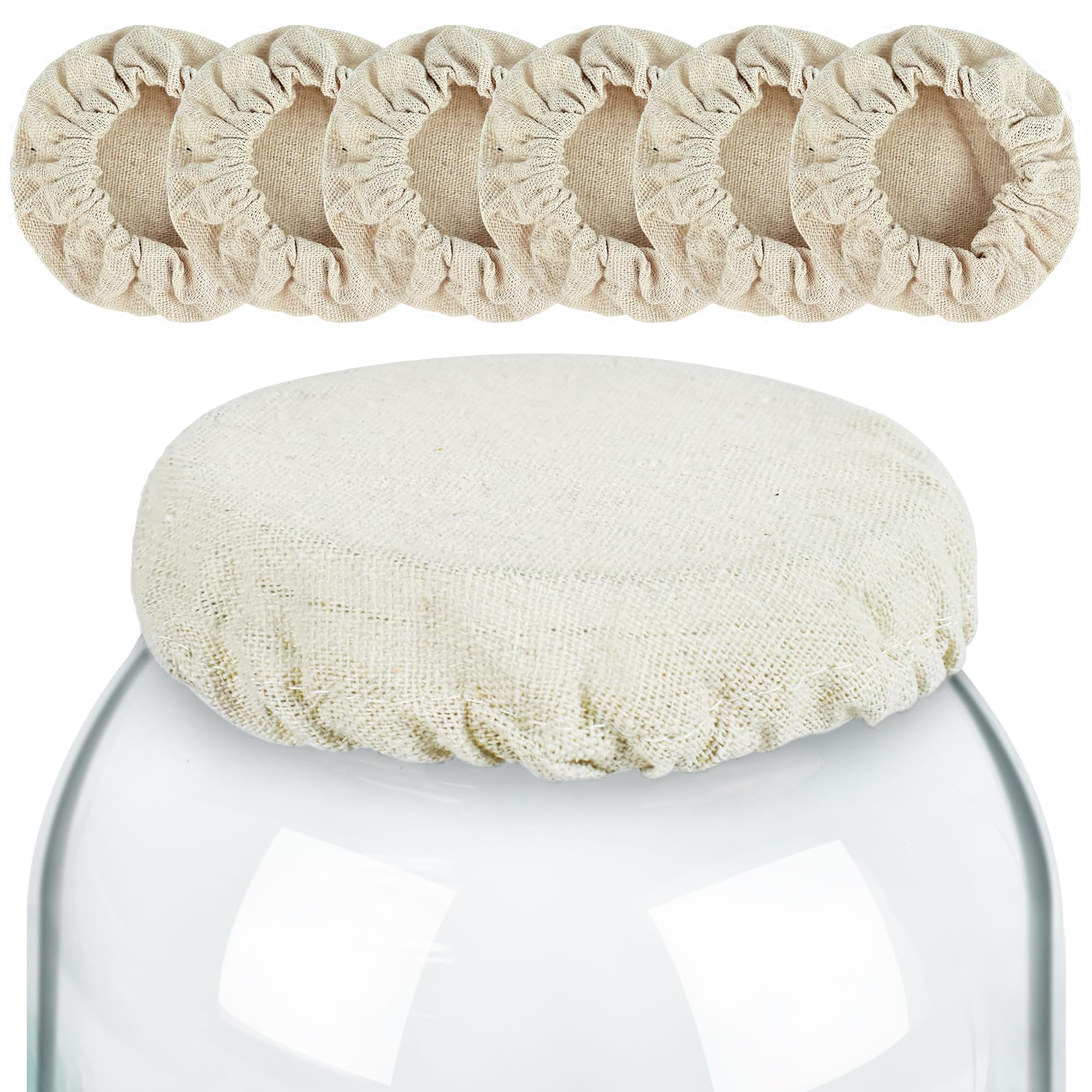 Artcome Sourdough Jar Covers 6-Pack - Organic Cotton Lids For Fermentation & Starter Jars