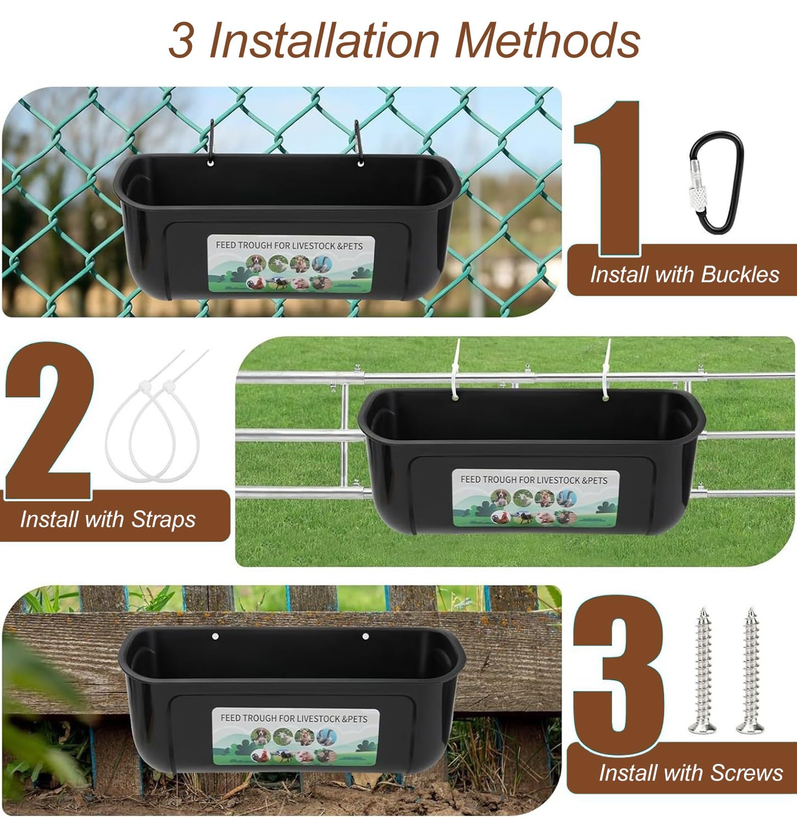 Comedero para Cerdos Paquete de 2 Comederos —montados en La Pared o Colgantes, Comederos Ligeros y Antidesperdicio para Gallinas, y Bebederos Portátiles para Aves Corral(White)