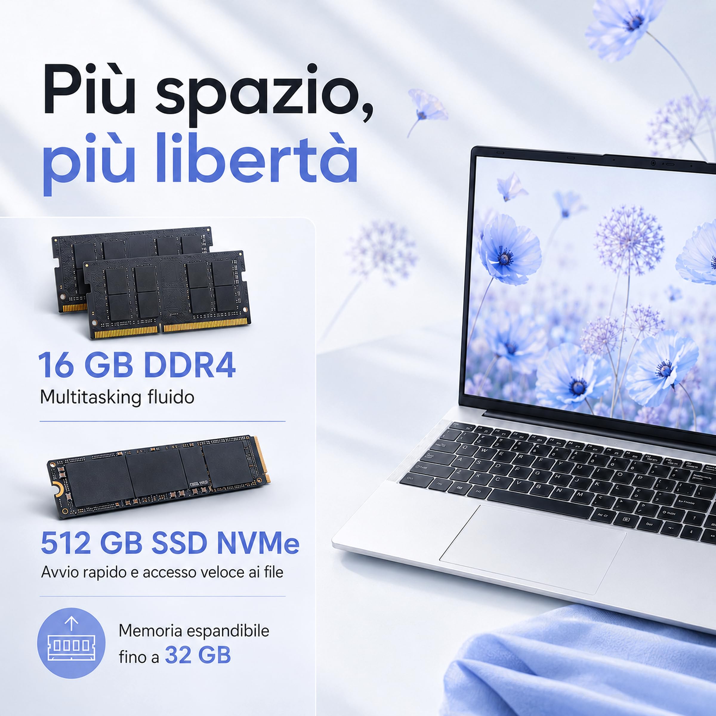 Notebook 15.6 Pollici PC Portatile, Ryzen 7 5800H, 16GB RAM DDR4 + 512GB SSD, Windows 11 Pro, Webcam HD, Tastierino Numerico,Tastiera retroilluminata