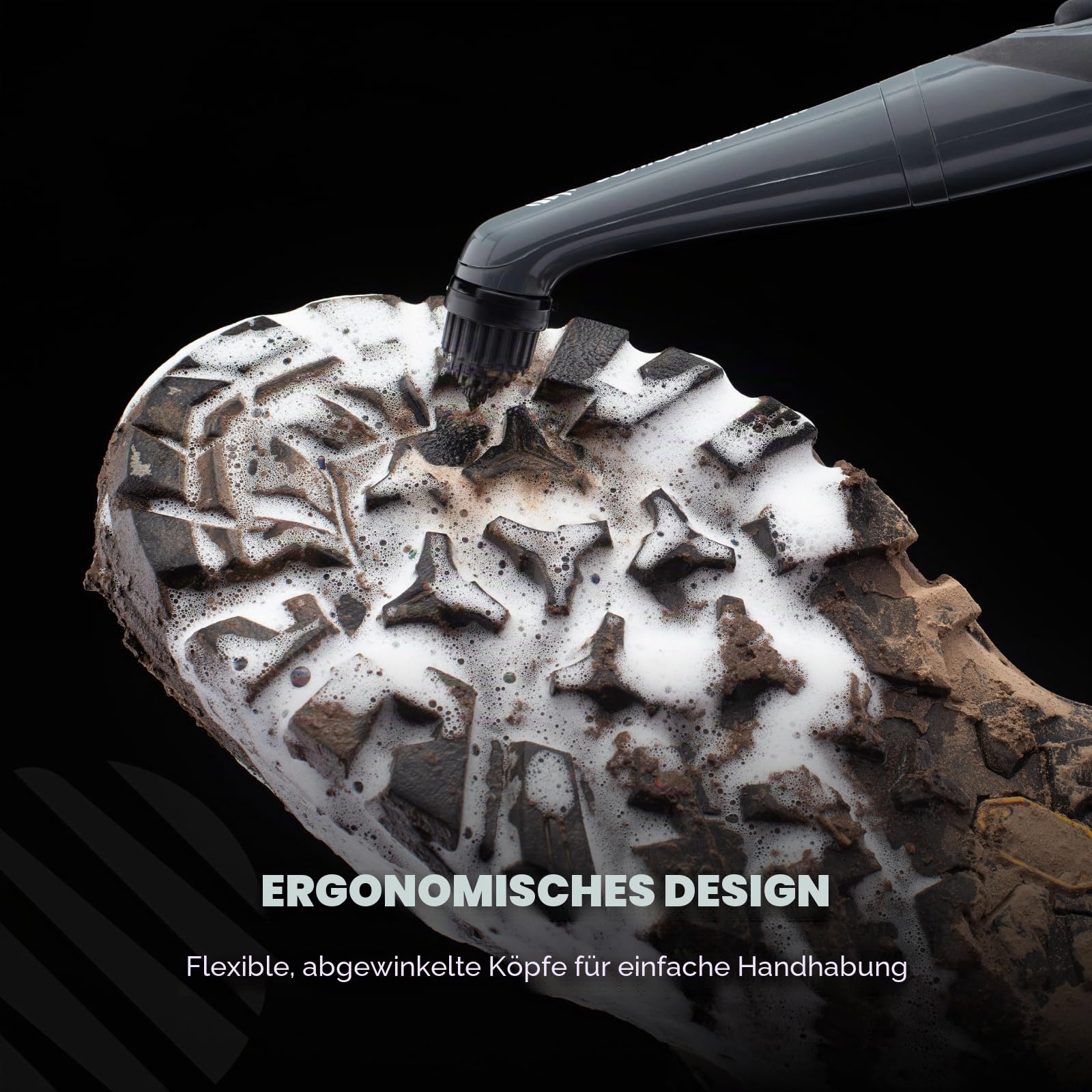 SonicScrubber Stiefelbürsten-Reinigungsset - Hochleistungsmotor - Wasserdicht - Leichtgewicht - Inklusive 4 Bürstenköpfen - Ideal für Outdoor-Schuhe - Schwarz und Blau